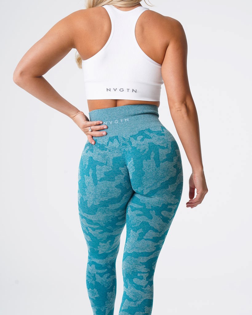 NVGTN Camo Seamless Leggings Teal | 679EDBOFV