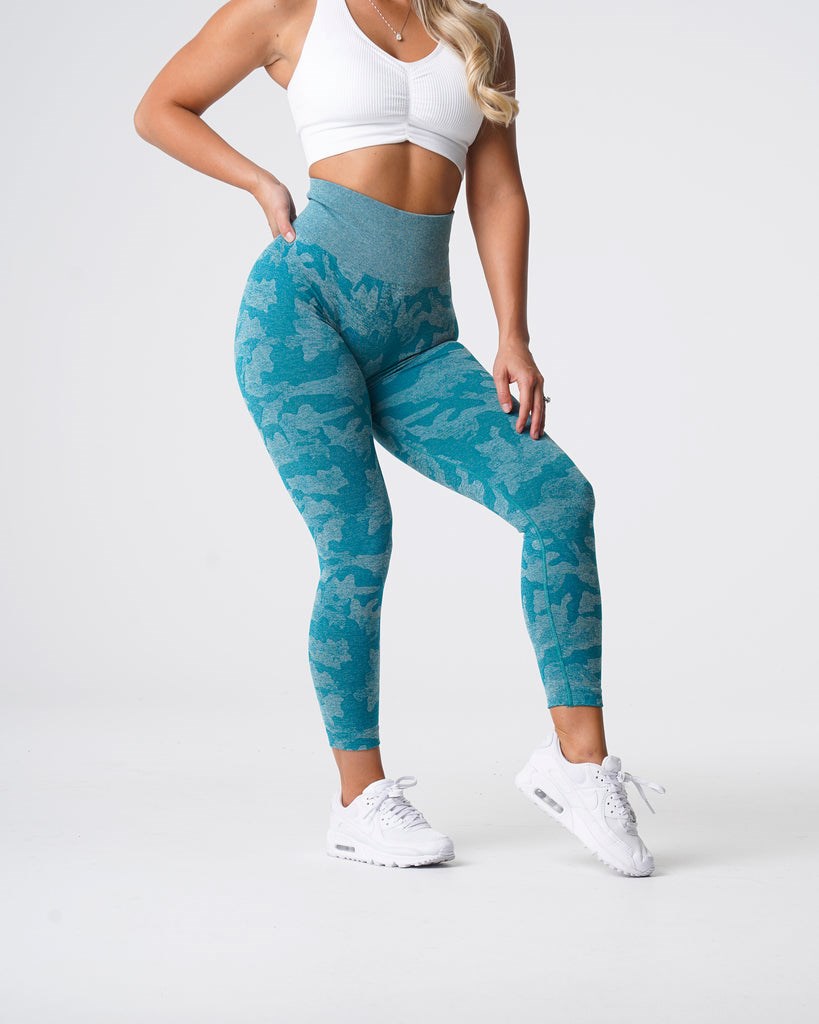 NVGTN Camo Seamless Leggings Teal | 679EDBOFV