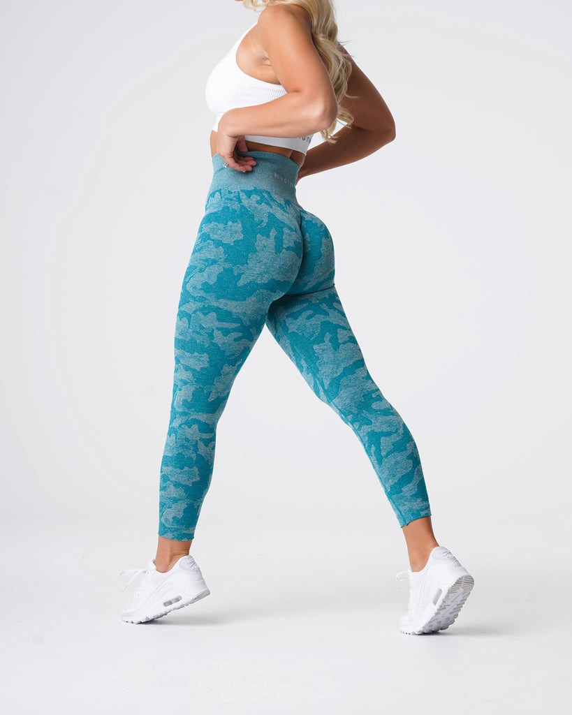 NVGTN Camo Seamless Leggings Teal | 679EDBOFV