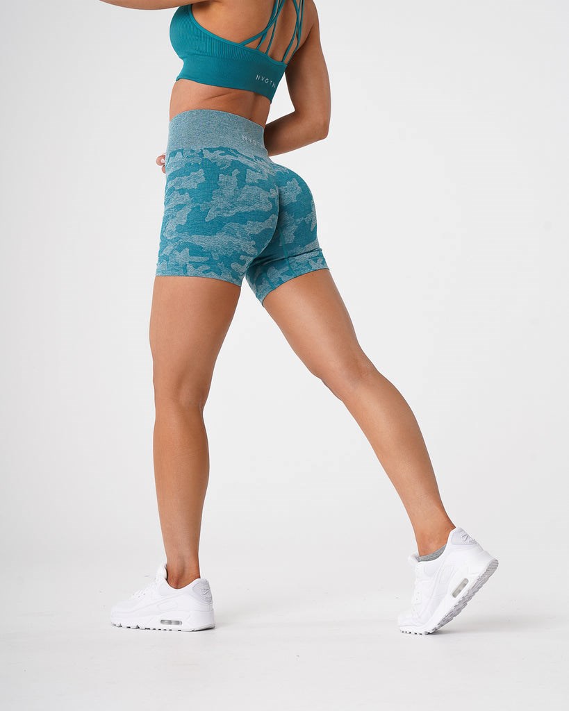 NVGTN Camo Seamless Shorts Teal | 920IHEMNF