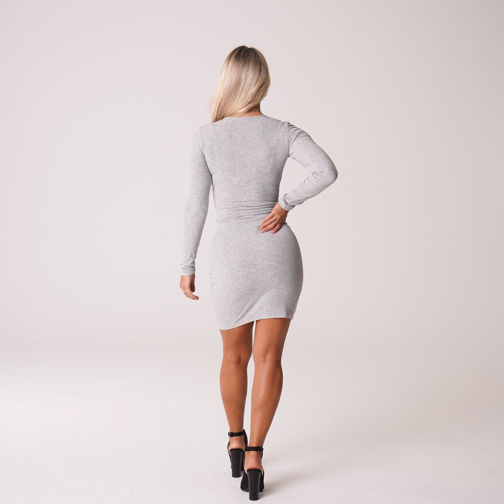 NVGTN Easy Daze Acanalado Midi Vestido Gris | 803BVCLGS