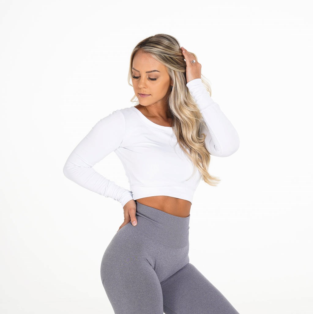 NVGTN Form Long Sleeve Crop Blancas | 237KCMBGL