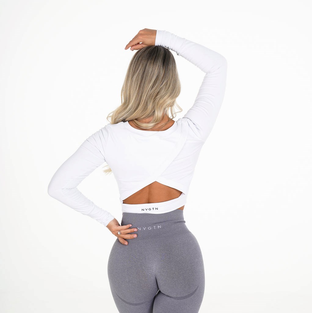 NVGTN Form Long Sleeve Crop Blancas | 237KCMBGL