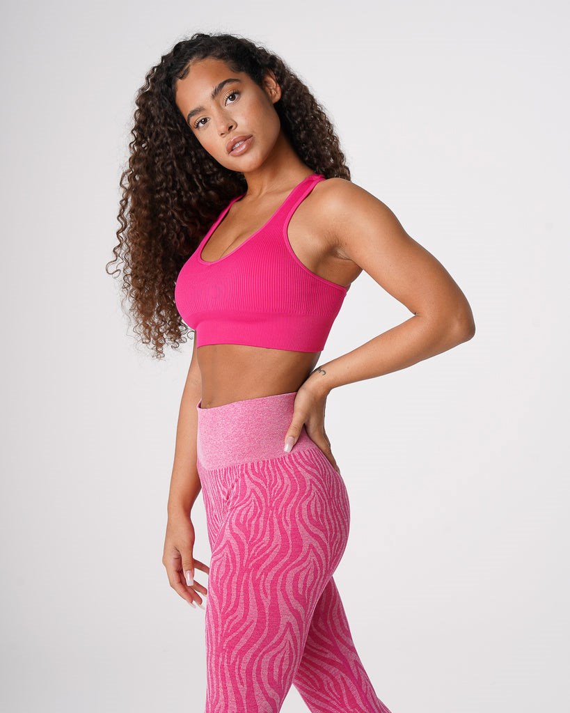 NVGTN Galaxy Acanalado Seamless Bra Fucsia | 832GZJIPF