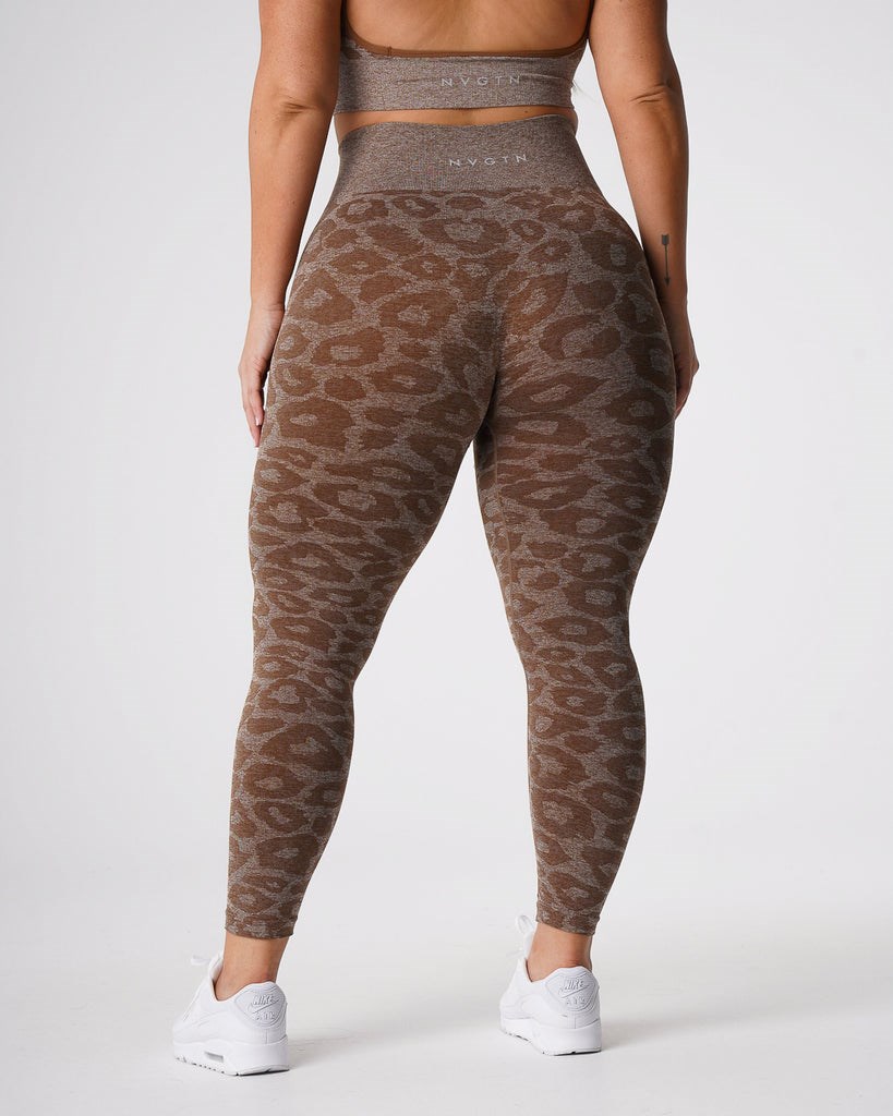 NVGTN Leopard Seamless Leggings Mocha | 475FVWBIQ