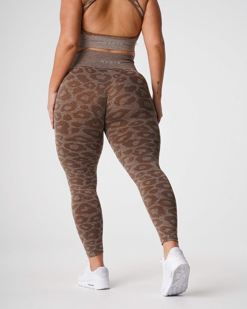 NVGTN Leopard Seamless Leggings Mocha | 475FVWBIQ