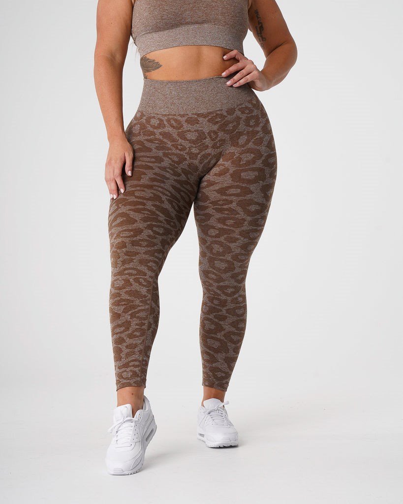 NVGTN Leopard Seamless Leggings Mocha | 475FVWBIQ