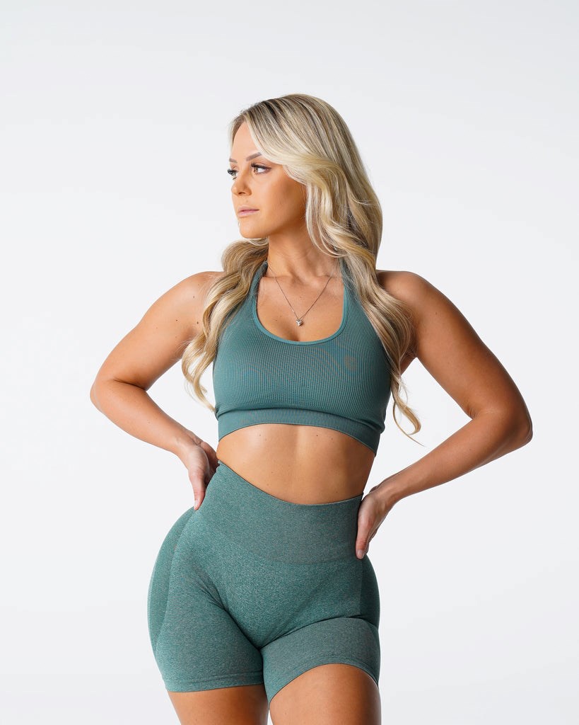 NVGTN Limitless Acanalado Seamless Halter Bra Verde | 168HFJZBA