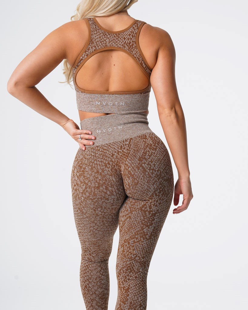 NVGTN Snakeskin Seamless Leggings Mocha | 582WNXJAZ