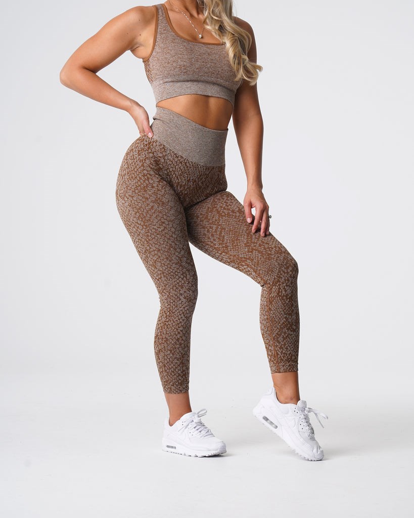 NVGTN Snakeskin Seamless Leggings Mocha | 582WNXJAZ