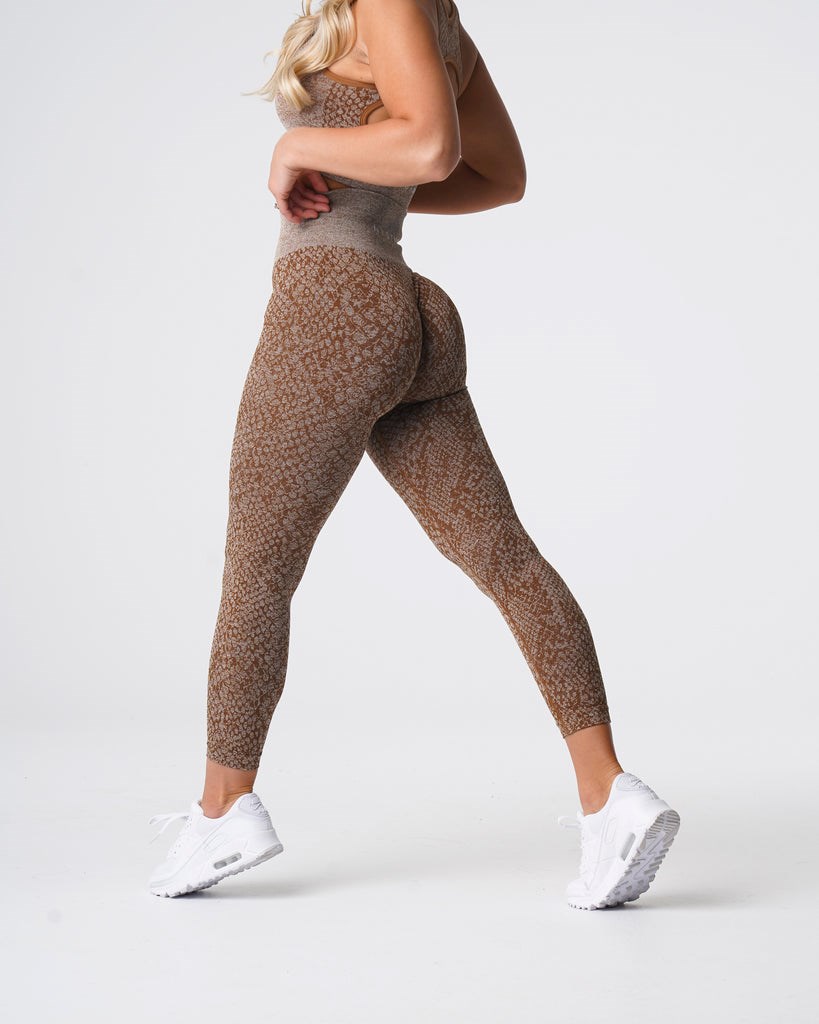 NVGTN Snakeskin Seamless Leggings Mocha | 582WNXJAZ