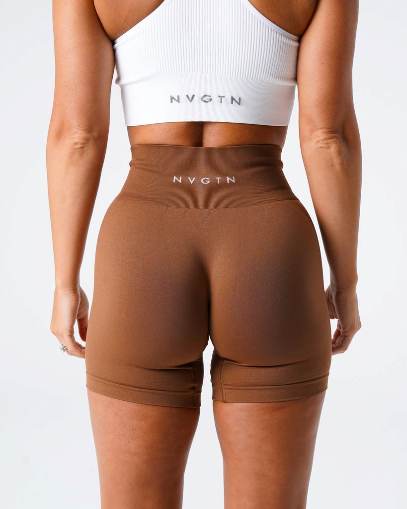 NVGTN Solid Seamless Shorts Caramel | 427KFTVMJ