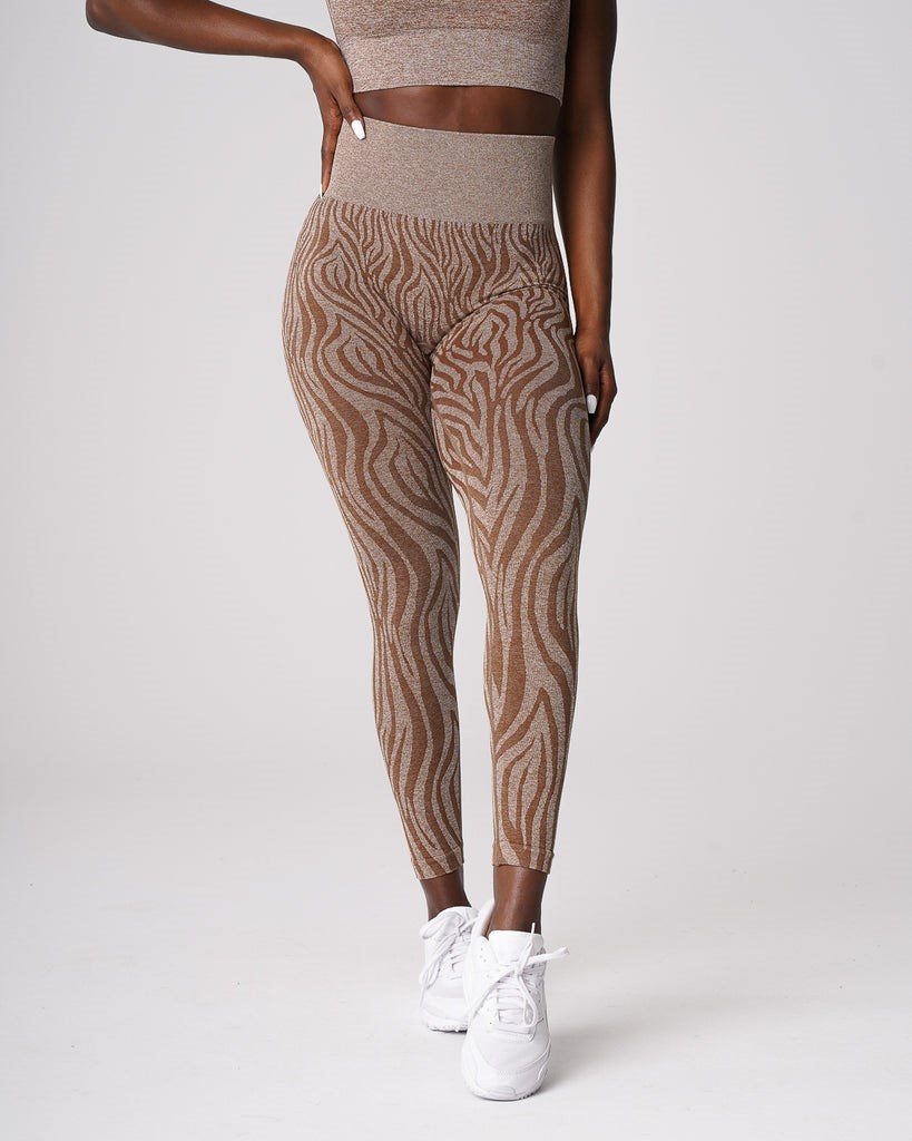 NVGTN Zebra Seamless Leggings Mocha | 413WXVFDN