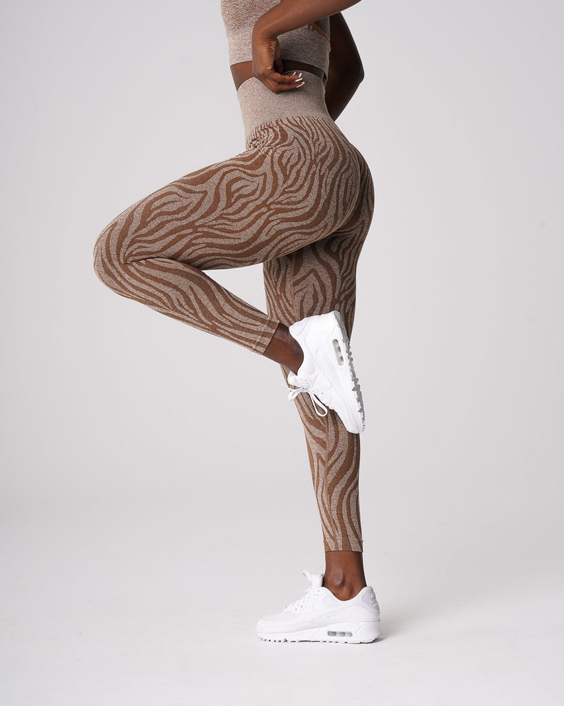 NVGTN Zebra Seamless Leggings Mocha | 413WXVFDN