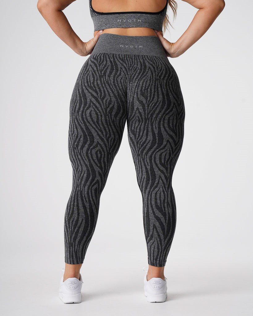 NVGTN Zebra Seamless Leggings Negras | 384MFOJZR