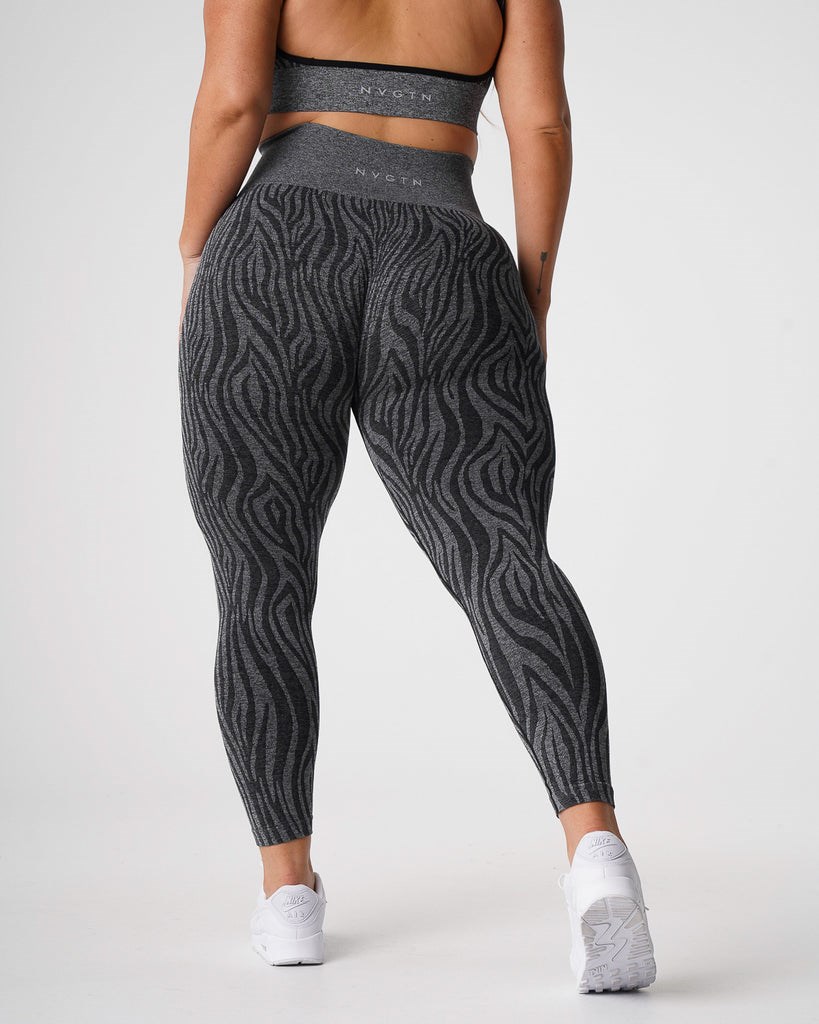 NVGTN Zebra Seamless Leggings Negras | 384MFOJZR