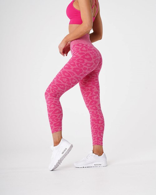 NVGTN Leopard Seamless Leggings Fucsia | 913TGEKYJ