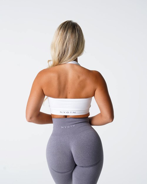 NVGTN Limitless Acanalado Seamless Halter Bra Blancas | 642TALUCK