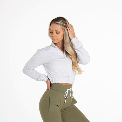 NVGTN Power Cropped Pullover Gris Claro | 074QYBODZ