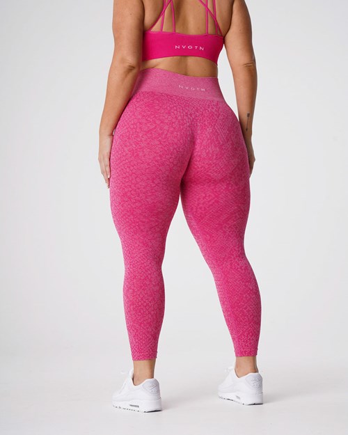 NVGTN Snakeskin Seamless Leggings Fucsia | 508TDCPYS